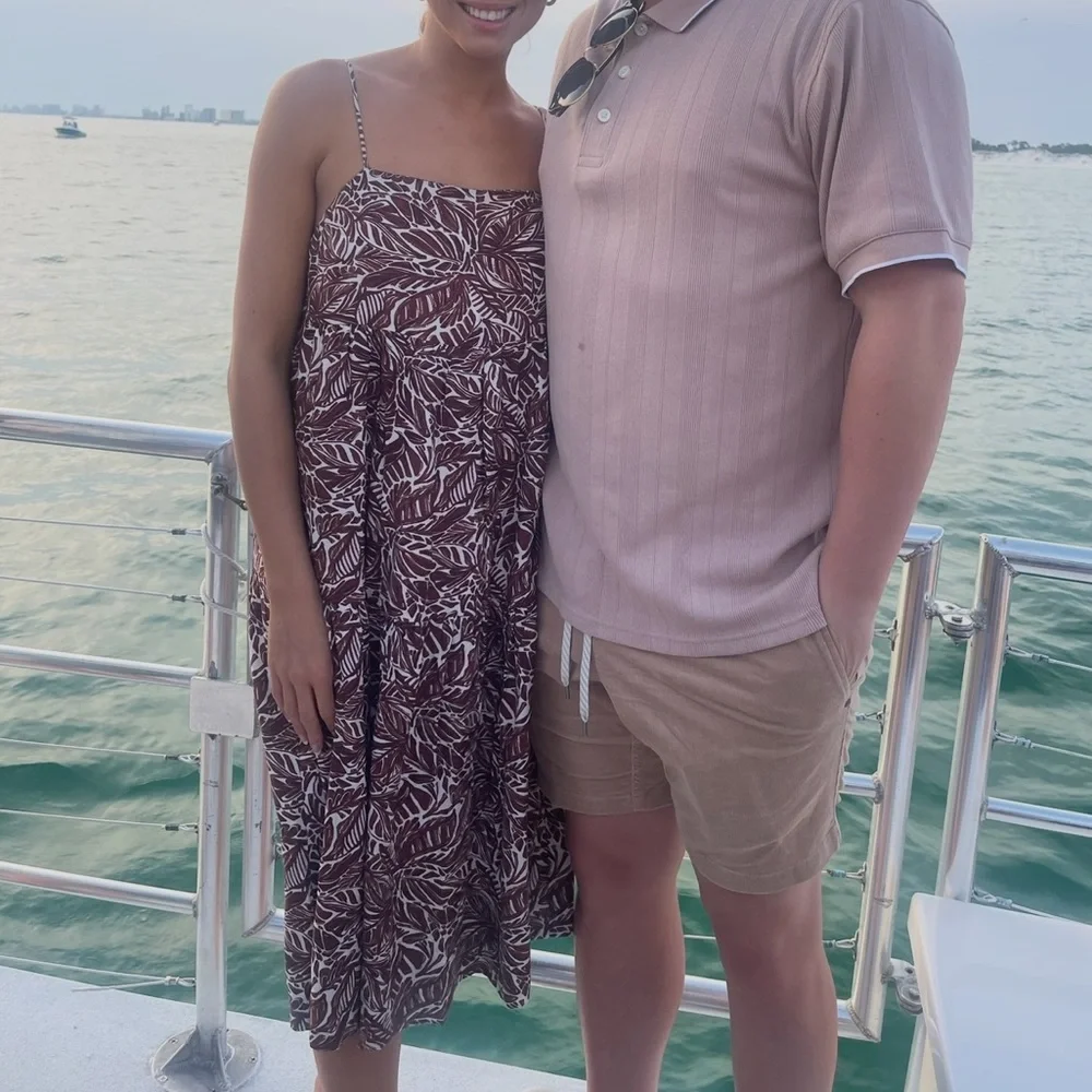 ABERCROMBIE | Brown & Cream Trapeze Midi Dress | SIZE XXS - Picture 5 of 8